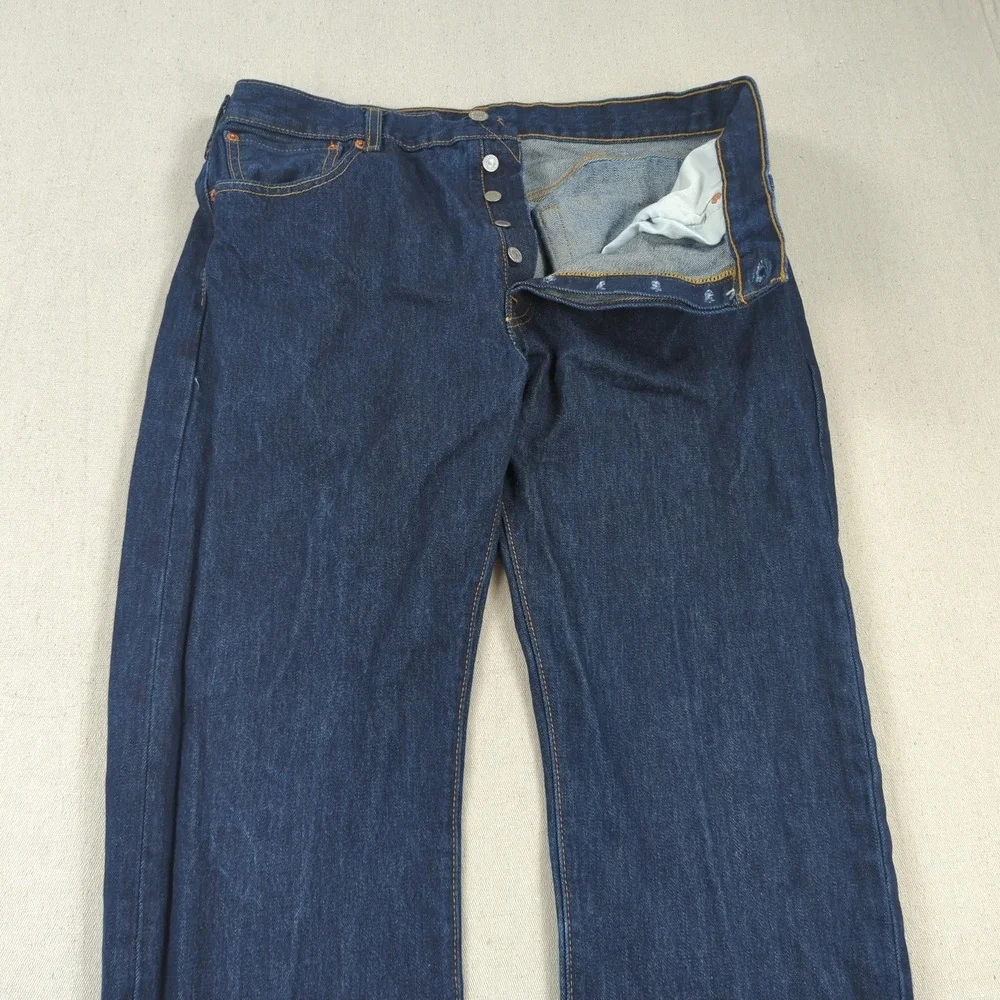 Levis 501 Jeans Mens 36x34 Blue Button Fly Classic‎ American Western Dark Wash
